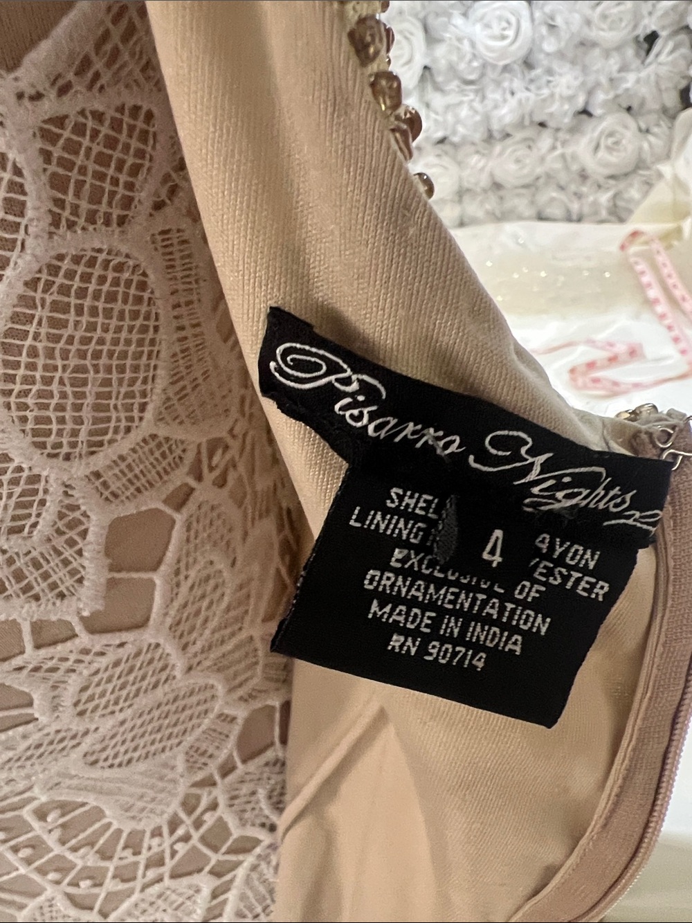 Pisarro Nights Gold Beaded Scallop-Pattern Mini Dress - Picture 3 of 17
